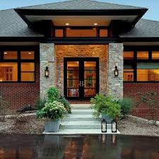 Ranch Home With Hip Roof And Covered Entrance Design Ideas Pictures Remodel And Decor Facade House Prairie Style Houses House Exterior