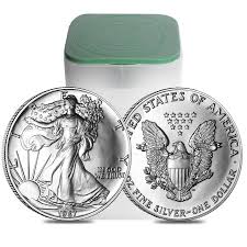 roll of 20 1987 1 oz silver american eagle 1 coin bu lot tube of 20