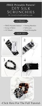 6 of the patterns are free! Easy Diy Scrunchie W Free Printable Pattern Creative Fashion Blog Diy Scrunchie Diy Scrunchie With Hair Tie Printable Sewing Patterns