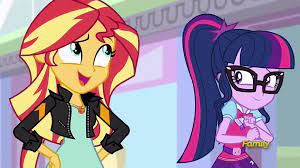 1605805 Canterlot Mall Clothes Discovery Family Logo Equestria Girls Glasses Jacket Leather J Equestria Girls My Little Pony Characters Sunset Shimmer