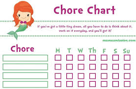 little mermaid girl printable chore chart