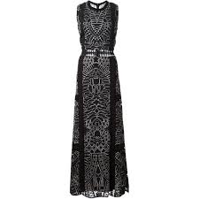 Sea Aztec Print Long Dress 2 365 Myr Liked On Polyvore Featuring Dresses Black Long Cotton Dress Black Cotton Long Dress Printed Long Dresses Long Dress