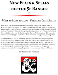 D D 5e Ranger New Feats Spells Dungeon Masters Guild Dungeon Masters Guild