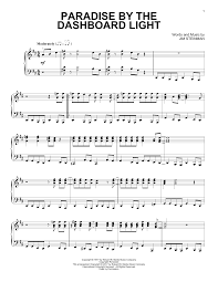 Paradise By The Dashboard Light Meat Loaf Print And Download Sheet Music Sheet Music Deluxe
