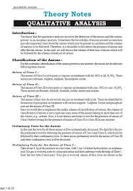 Chemistry Qualitative Analysis Notes Edugorilla Study Material