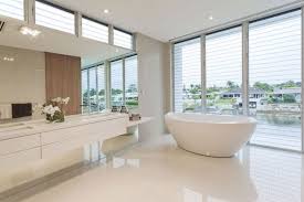 Flooring Ideas Modern Bathroom Design Ideas With White Bathroom Epoxy Floor And Wall Mounted Bathroom Bathroom Interior Bathroom Design Modern Bathroom Design