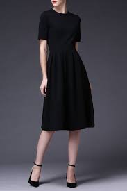 Cys Black Waisted A Line Midi Dress Midi Dresses At Dezzal Vintage Inspired Dresses Dresses Little Black Dress