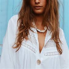 Col claudine et dentelles longueur de manche: Chemise Boheme Blanche Dentelle Miss Boheme