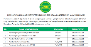 Perkhidmatan keselamatan dan perkhidmatan awam. Permohonan Jawatan Kosong Di Mardi Kelayakan Pmr Spm Diploma