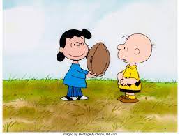 Lucy convinces charlie brown to try to kick the football again when she produces a signed document promising that she won't pull. Peanuts The Charlie Brown And Snoopy Show Charlie Brown And Lucy Lot 97558 Heritage Auctions