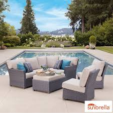 Pacific Casual Westchester 7 Piece Woven Sectional Seating Set Sunbrella Outdoor Furniture Outdoor Furniture Sets Patio Seating