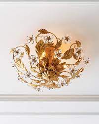 Wonderful french iron art deco flower bowl chandelier pendent light fixture. Woven Crystal Semi Flush Ceiling Fixture Light Fixtures Flush Mount Flush Mount Lighting Gold Light Fixture