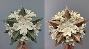 origami flower ball 摺紙花球折疊教學 聖誕星星花球 2020 update in 2021 origami origami flowers flower ball