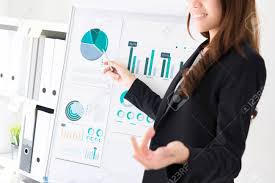Businesswoman Pointing To The Graph On Flip Chart Making A Presentation