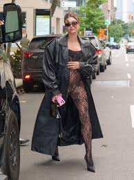 Hailey Biebers Latest Maternity Look Is a transparent Nude Full Bodysuit