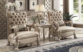 $5/month with 60 months financing* Buy Acme Dresden 52092 Accent Chair 2 Pcs In Beige Brown Soft Velvet Online