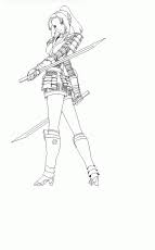 Ninja warrior with two katanas. Anime Ninja Girl Coloring Pages