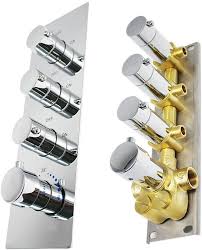 To install a shower mixer valve. Homedec 3 Outlet Modern Shower Diverter Valve Thermostatic Mixer Solid Brass With Chrome Trim For Bathoom Shower System Concealed Vertical Installation 4 Round Handles Amazon Com