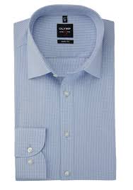 Olymp Level Five Body Fit Hemd Extra Langer Arm Karo Hellblau