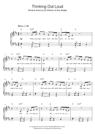 Thinking Out Loud Sheet Music Piano Sheet Music Beginners Sheet Music Sheet Music Notes
