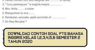 Contoh soal uts/mid semester ganjil bahasa inggris kelas x sma halo teman semua, bertemu lagi bersama kami disini. Download Contoh Soal Pts Bahasa Inggris Kelas 1 2 3 4 5 6 Semester 2 Tahun 2020 Beritapppk Com