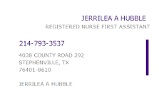 1528406154 NPI Number | JERRILEA A HUBBLE | STEPHENVILLE, TX | NPI ...
