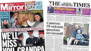 Newspaper reports are printed in newspapers, or published online, to keep us informed about important things that are happening all around the world.‎ watch this clip to learn more about what is. Newspaper Headlines Brothers Tributes And Cameron Welcomes Inquiry Bbc News