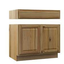 There must be 27 x 30 inches of knee clearance below the sink. Hampton Bay Hampton Assembled 36x34 5x24 In Accessible Ada Sink Base Kitchen Cabinet In Natural Hickory Ksba36 Nhk The Home Depot
