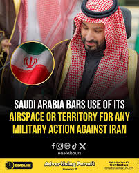 Saudi Crown Prince and Prime Minister Mohammed bin Salman assured Iranian President Masoud Pezeshkian that Saudi Arabia will not allow its airspace or territory to be used for military actions against Iran,