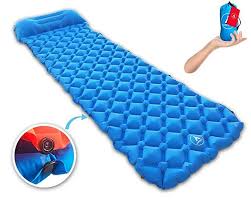 Inflatable Backpacking Camping Sleeping Pad Mat Lightweight Air Mattress With Snap On To Double The S Camping Sleeping Pad Sleeping Pads Air Mattress Camping