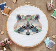 Your piece will come out looking amazing. Geometric Raccoon Cross Stitch Pattern Modern Cross Stitch Design Cross Stitch Patterns Stitch Patterns Cross Stitch