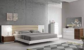White Lacquer Walnut Wood Veneer Queen Size Bedroom Set 5pcs J M Lisbon Modern Sku17871 Q Set 5 Queen Sized Bedroom Sets Modern Bedroom Furniture Bedroom Furniture Sets