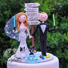 The most common clay cat cake topper material is silicone. Cats Wedding Cake Topper Fairytales Handmade