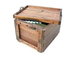 Wood Crate Office File Storage Box With Reversible Lid Tray Hanging File Holder Custom Monogramming Person Rustic Wooden Box Wooden Boxes Wooden Box With Lid