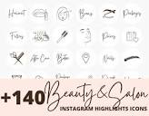 140 Beauty Salon and Spa Instagram Story Highlight Icons, Neutral ...