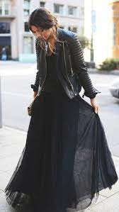 Women S Black Quilted Leather Biker Jacket Black Chiffon Maxi Dress Beige Leopard Suede Clutch Tulle Maxi Dress Fashion Style