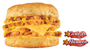 new double loaded omelet biscuit at carls jr and hardees