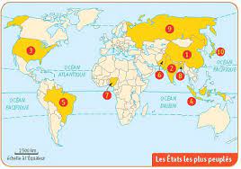 Sans surprise, les plus grands pays du monde en termes de population sont la chine et l'inde, qui comptent désormais plus d'un milliard d'habitants. Exercice Hatier