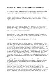 Pdf Will Democracy Survive Big Data And Artificial Intelligence Essays On The Dark And Light Sides Of The Digital Revolution