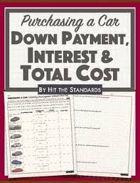 Simple Interest Down Payment Total Cost By Hit The Standards Teachers Pay Teache Math Tutoring Activities Real Life Math Maths Activities Middle School