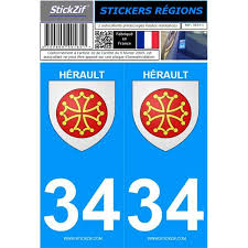 Solidement fixée horizontalement à l'arrière, au milieu du véhicule et dans un plan vertical. 2 Stickers Voiture Herault 34 Feu Vert