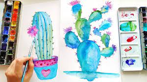 Cactus watercolor painting cactus is that plant that grows and develops in desert areas but is very easy to paint in canvas or paper. Watercolor Cactus Easy Wall Art Ideas For Modern Home Decor Asmr Painting Youtube