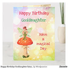 Happy Birthday Wishes For Goddaughter Happy Birthday Goddaughter Fairy Design Card Zazzle Com In 2020 Daughter Of God Birthday Wishes Funny Happy Birthday