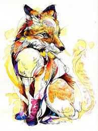 Fox Flow India Ink And Watercolor Painting With Tombow Markers Dyes Prints Are Available In My Etsy Shop Art Fox Art Animal Art