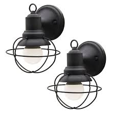 Aztec 2 Pack One Light Exterior Outdoor Cage Industrial Farmhouse Wall Mount Black Discontinued No Longer Available In 2020 Industrial Light Fixtures Industrial Lighting Design Industrial Lighting