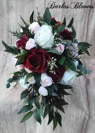 Package purple/lavender new ready to ship! Cascade Wedding Bouquet Burgundy Bridal Bouquet Blush Etsy