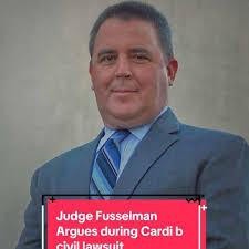 Judge Ian C. Fusselman and Ron Rosen argue during Cardi B'a civil laws...