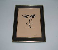 Modernist Mid Century Ben Shahn Print Face Wall Art