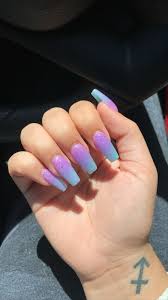Blue And Purple Ombre Nails Blue Ombre Nails Purple Acrylic Nails Purple Ombre Nails Pink blue and purple long acrylic nails | ballerina shape.