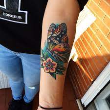 Healed Traditonal Tattoo Inner Elbow Tattoos Elbow Tattoos